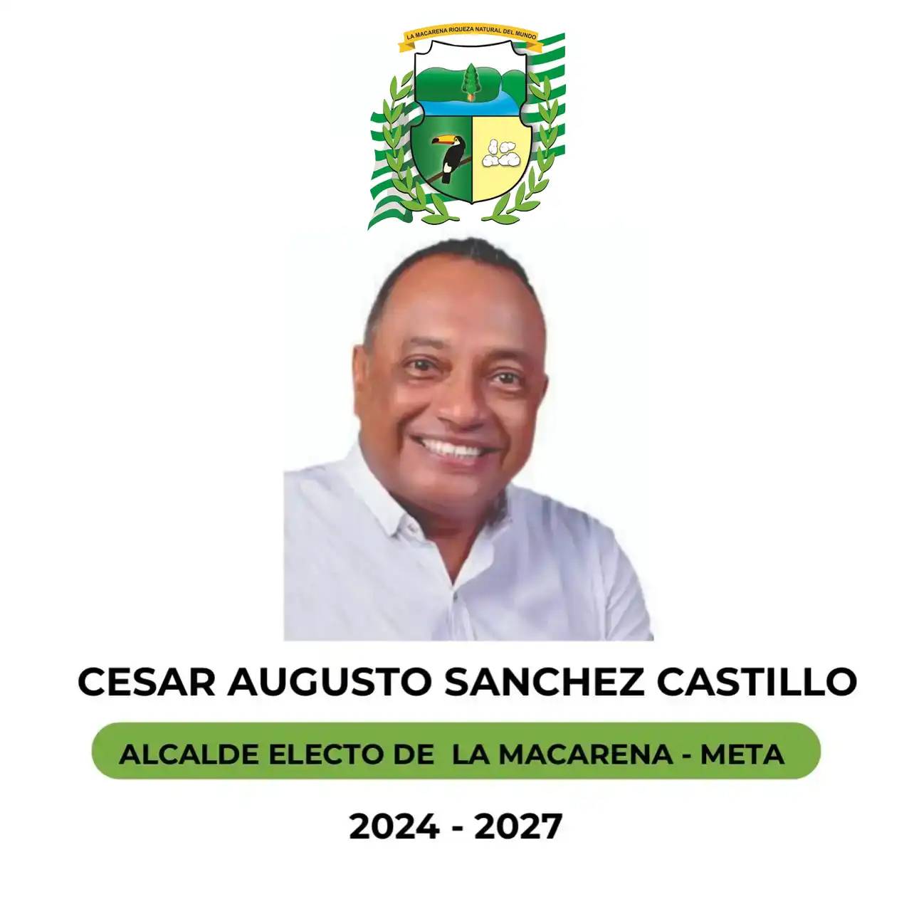 Fotografía de Cesar Augusto Sánchez Castillo, alcalde del municipio de La Macarena, Meta.